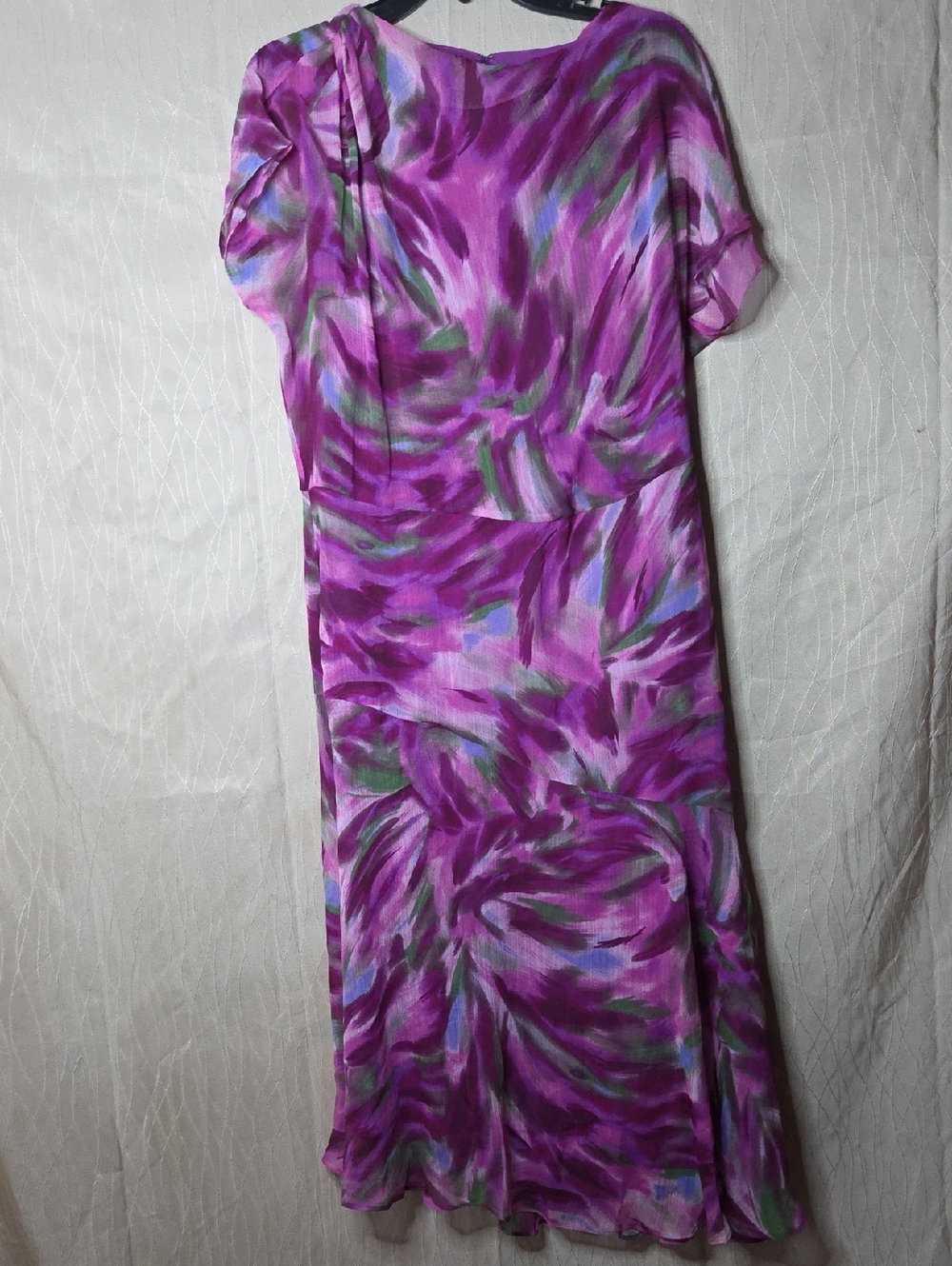 Maggy London Purple Abstract Maxi Dress with Green & Blue Accents